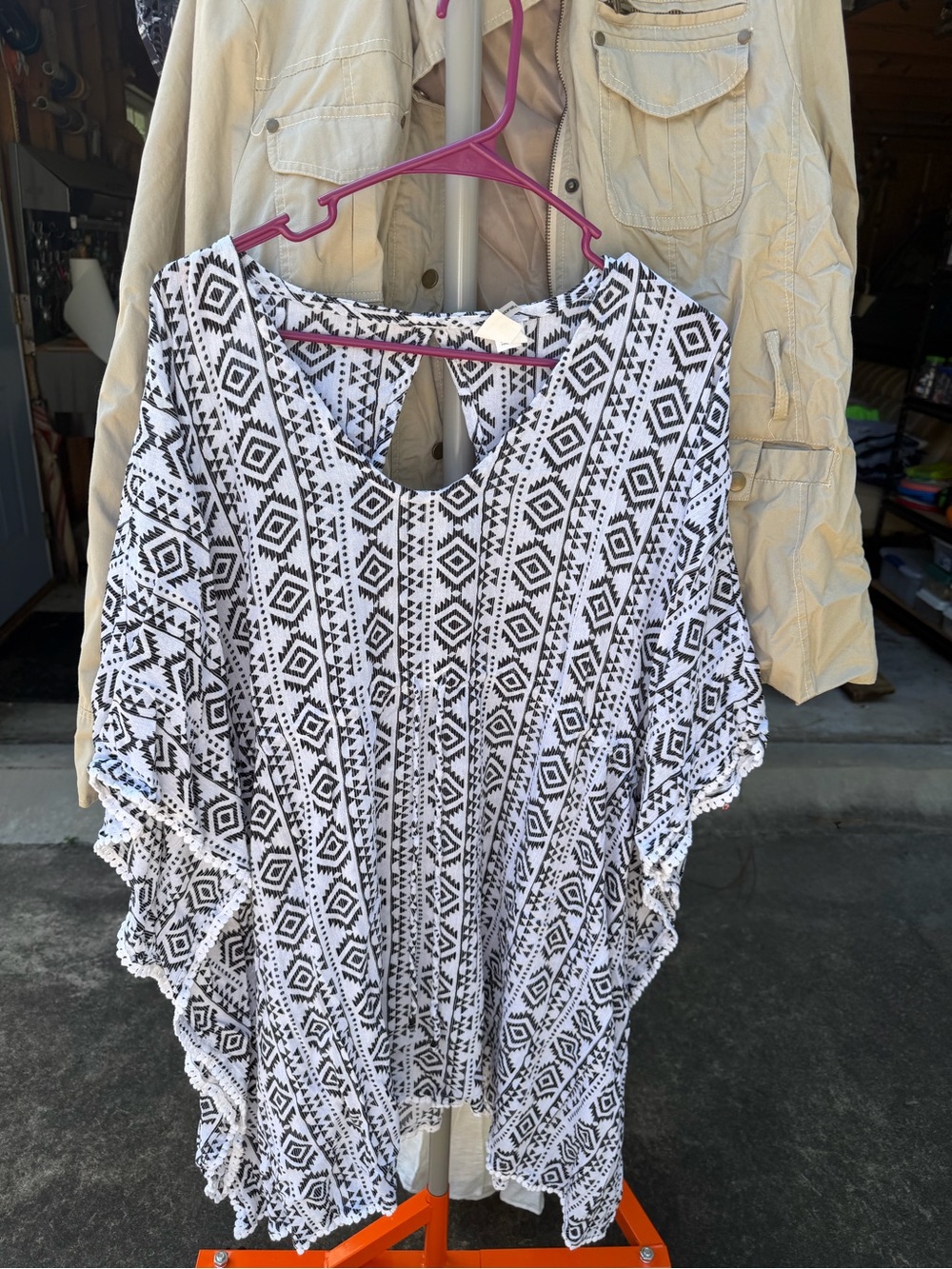Black & White Aztec Pattern Swim Coverup Tunic